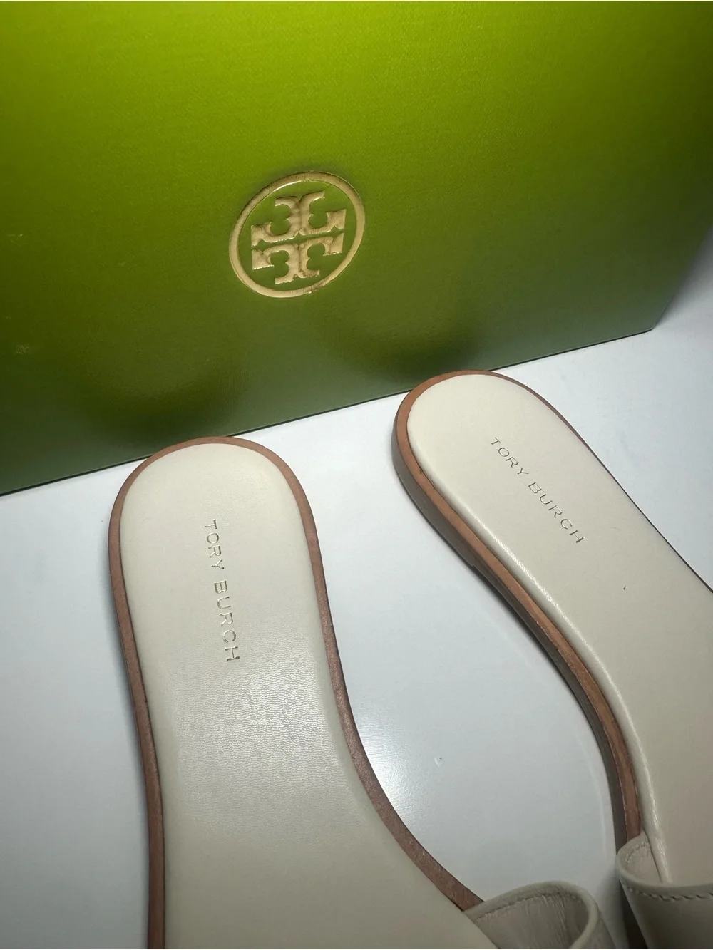 Tory Burch New Ivory Everly Slides